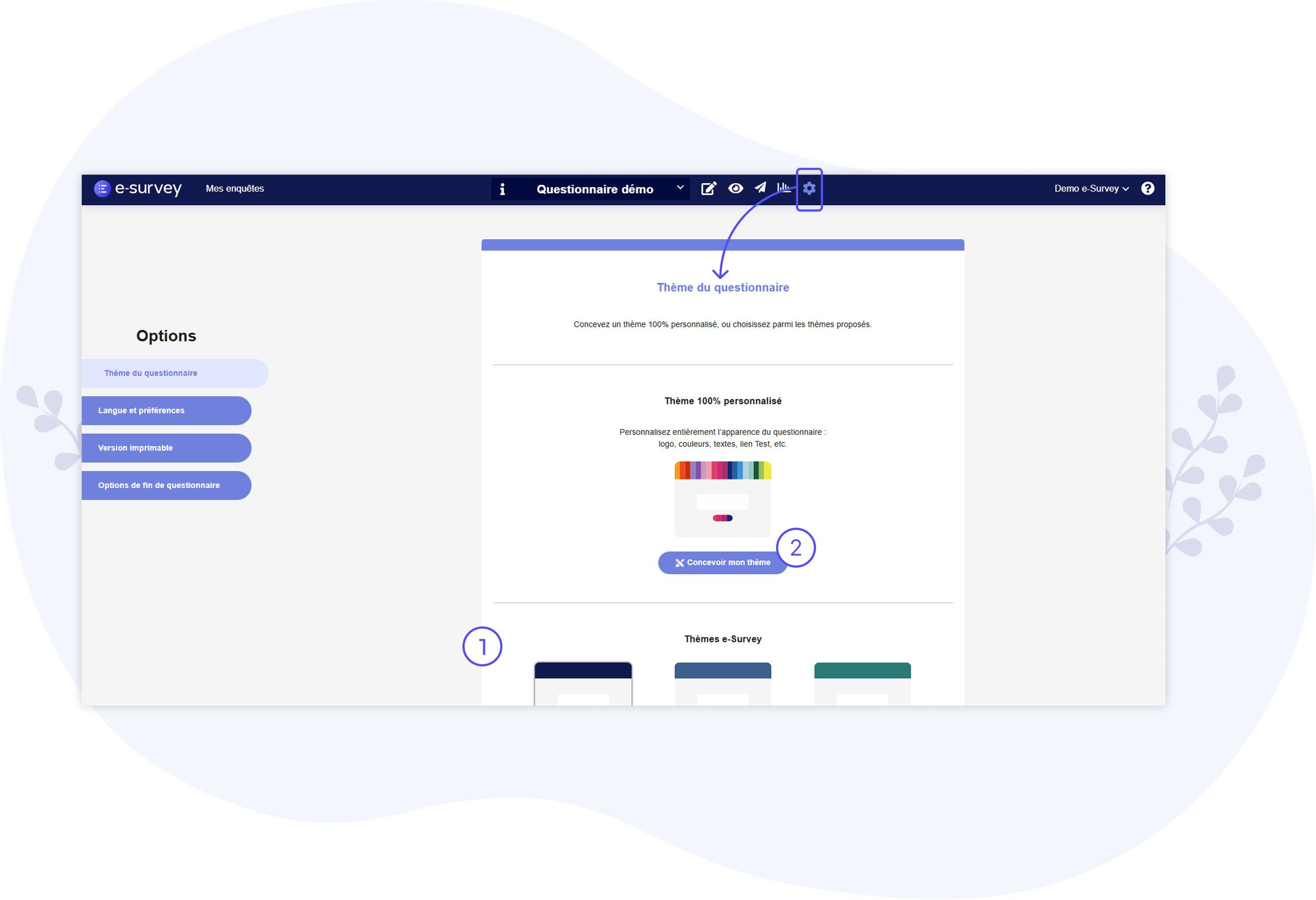 Setting questinnaire options