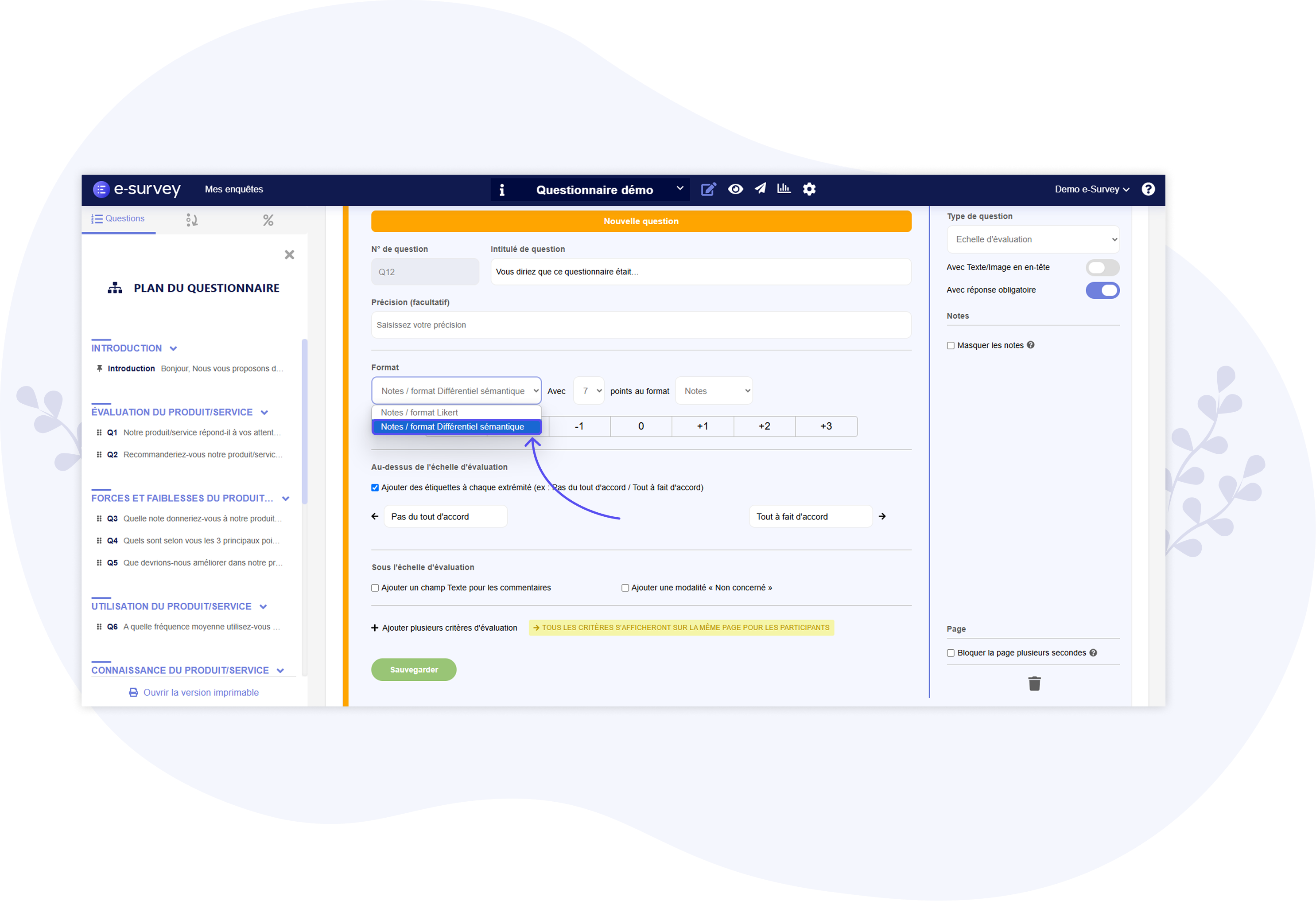 Sélectionner le format « Notes / format Différentiel sémantique »