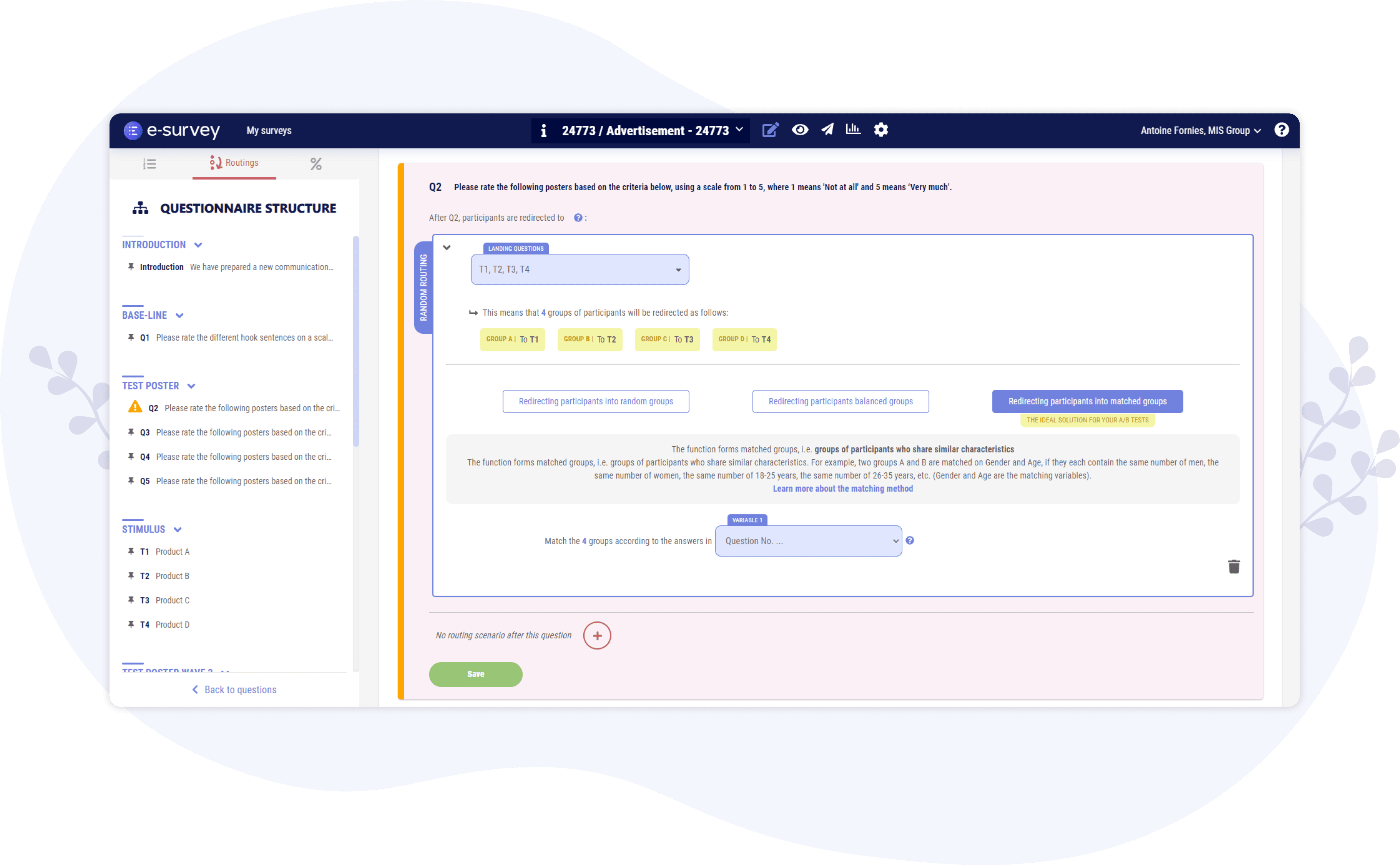 redirection des répondants de façon appariée