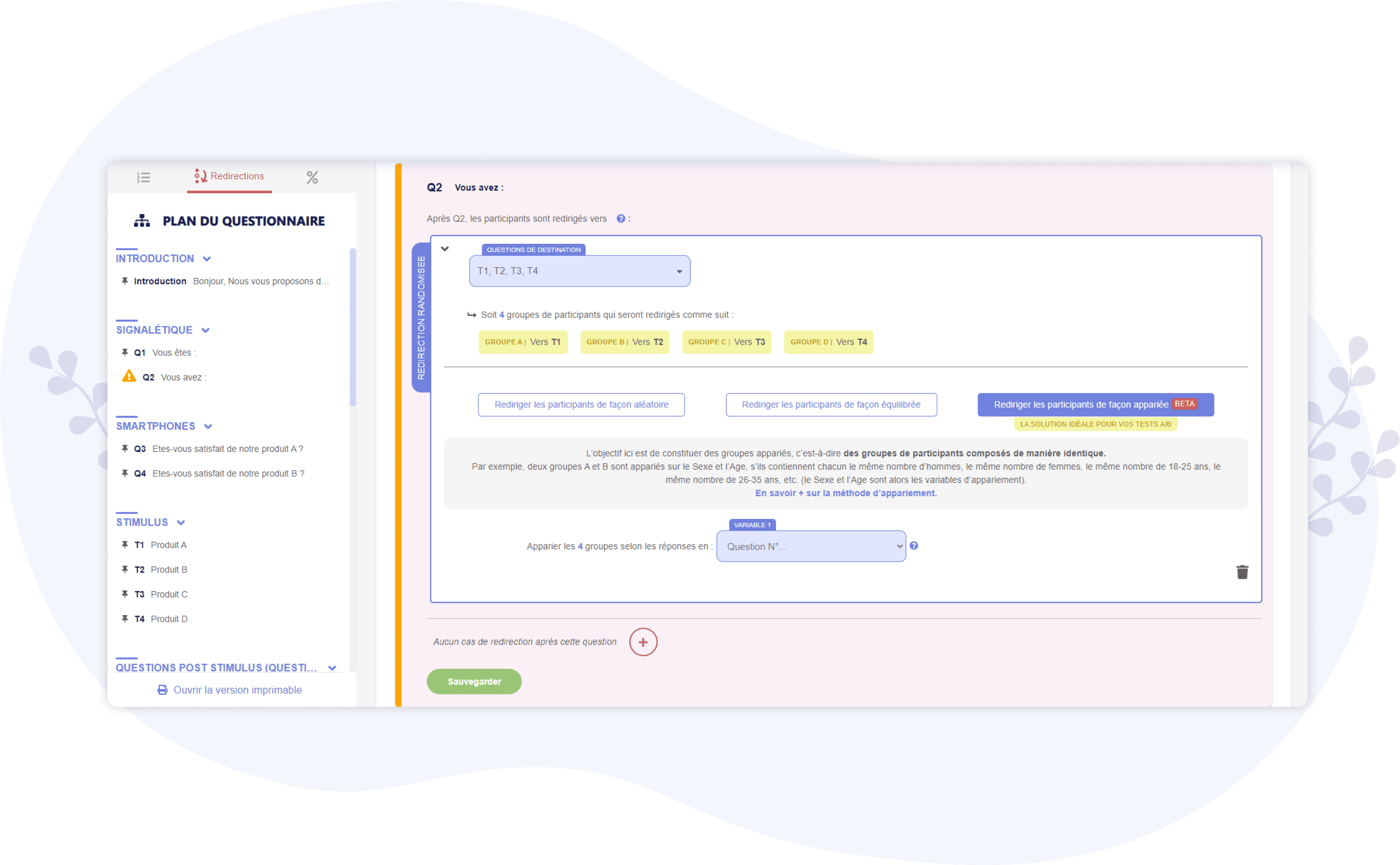 redirection des répondants de façon appariée