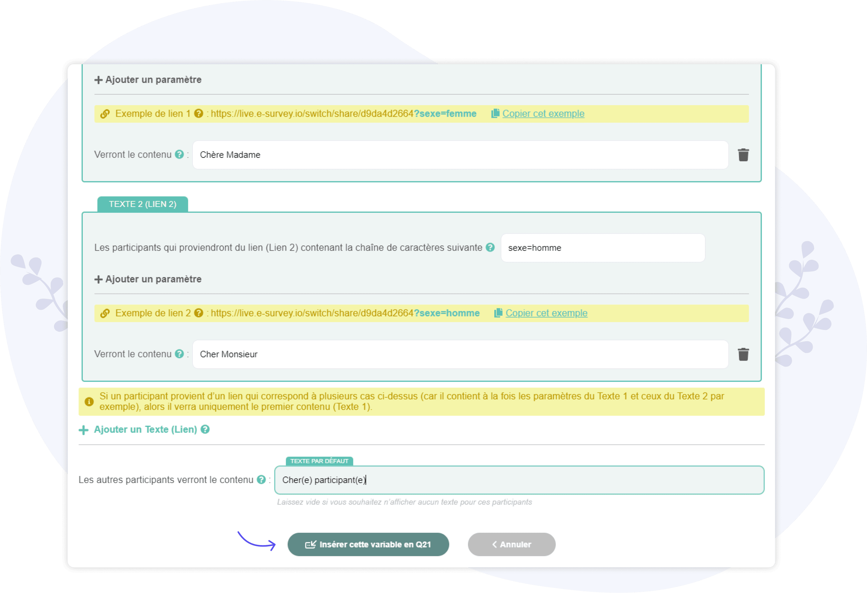 inserer une nouvelle variable personnalisé