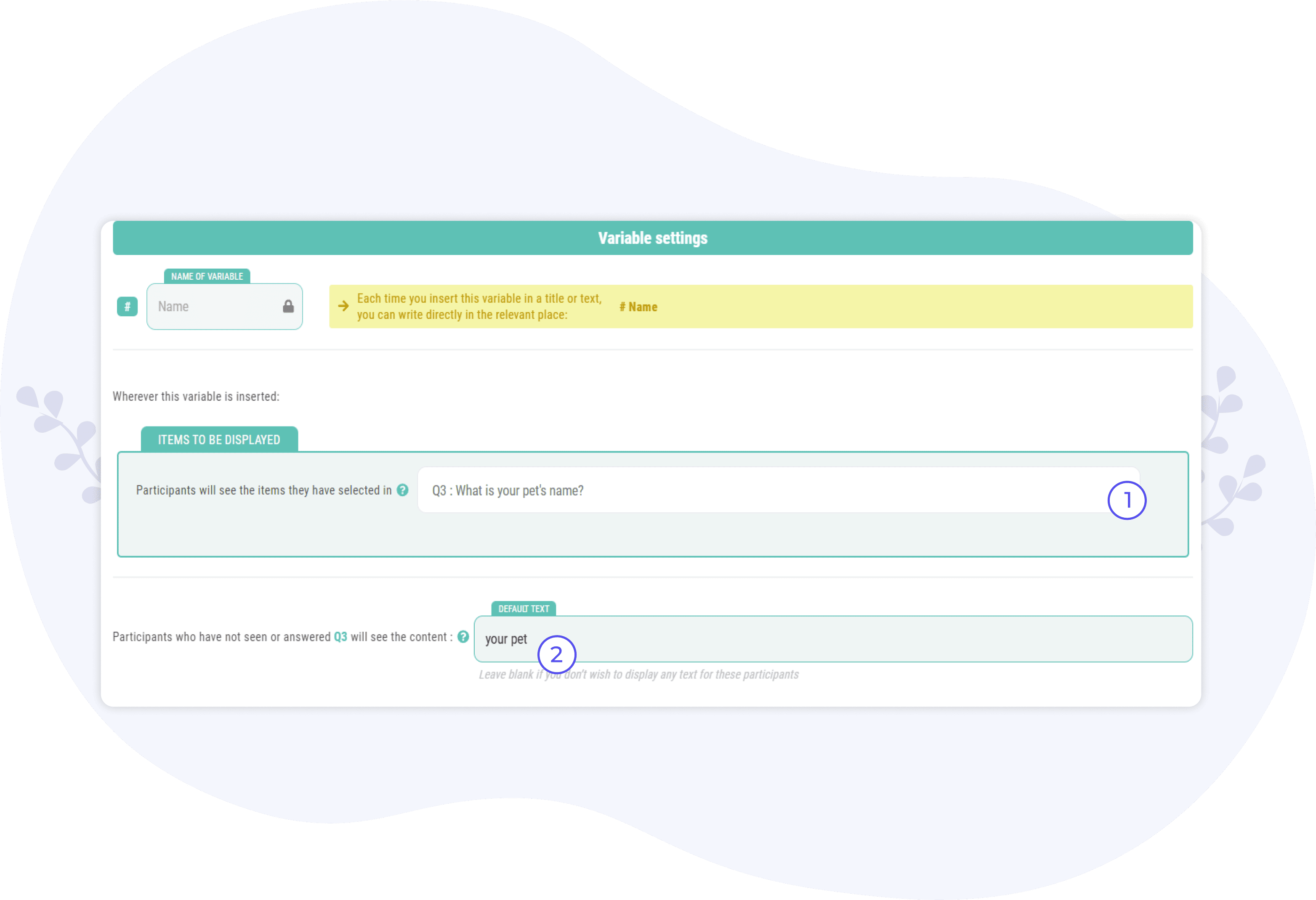 parametrer une variable de type piped text